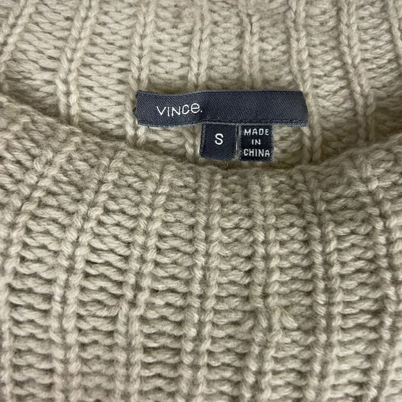 VINCE Textured Knit Neutral Tan Yak Wool Sweater S - Picture 4 of 7